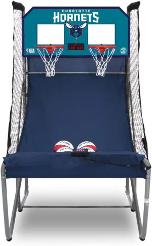 Pop-A-Shot - Home Dual Shot with Charolette Hornets NBA Graphics l Sensor Scoring l 16 Game Modes l 7 Balls l Foldable Storage l for All NBA Fans