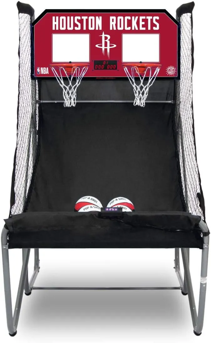 Pop-A-Shot - Home Dual Shot with Houston Rockets NBA Graphics l Sensor Scoring l 16 Game Modes l 7 Balls l Foldable Storage l for All NBA Fans