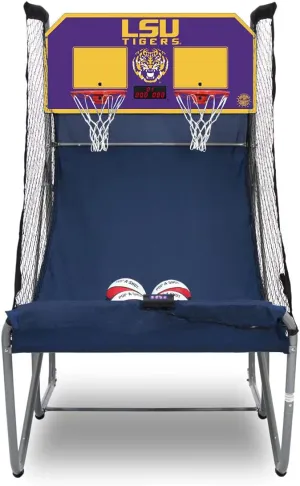 Pop-A-Shot - Home Dual Shot with LSU Tigers NCAA Graphics l Sensor Scoring l 16 Game Modes l 7 Balls l Foldable Storage l for All NCAA Fans