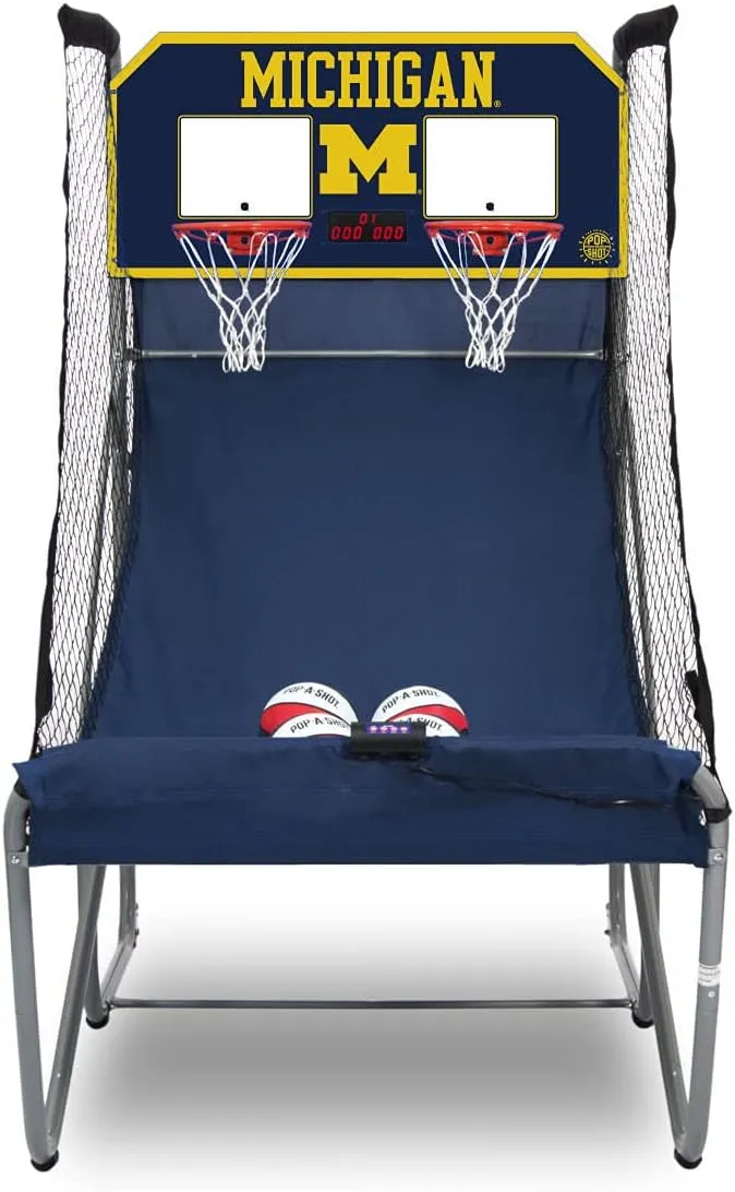 Pop-A-Shot - Home Dual Shot with Michigan Wolverines NCAA Graphics l Sensor Scoring l 16 Game Modes l 7 Balls l Foldable Storage l for All NCAA Fans