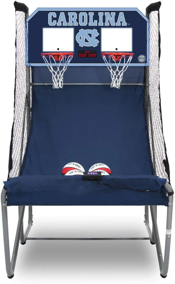 Pop-A-Shot - Home Dual Shot with North Carolina Tar Heels NCAA Graphics l Sensor Scoring l 16 Game Modes l 7 Balls l Foldable Storage l for All NCAA Fans