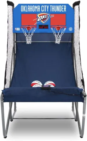 Pop-A-Shot - Home Dual Shot with Oklahoma City Thunder NBA Graphics l Sensor Scoring l 16 Game Modes l 7 Balls l Foldable Storage l for All NBA Fans