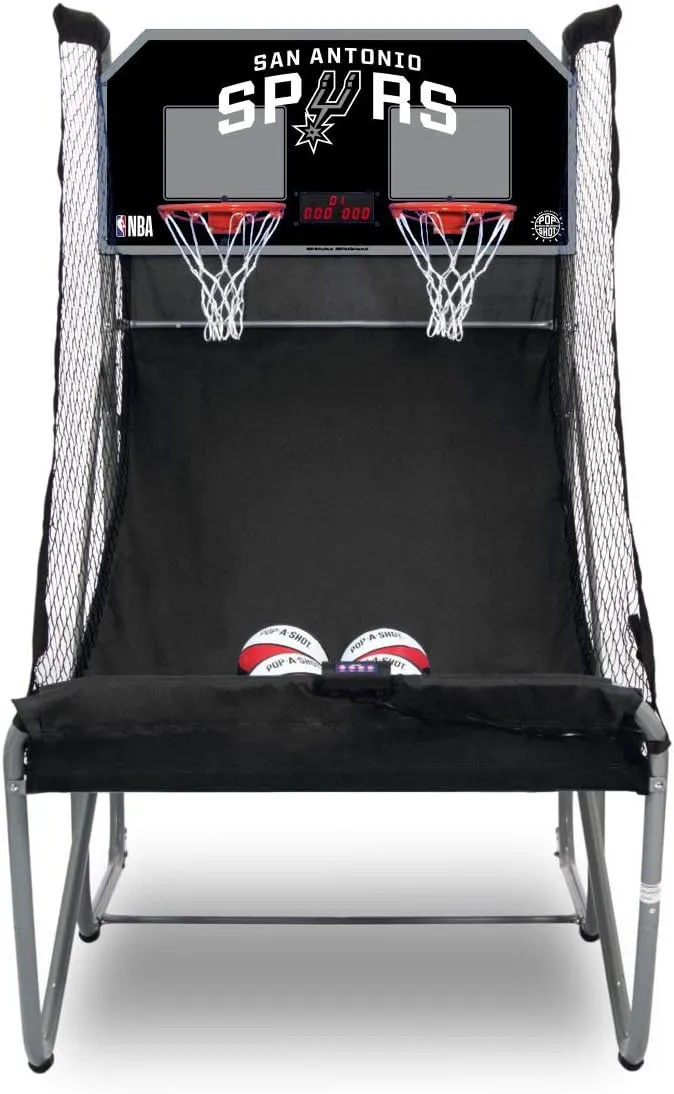 Pop-A-Shot - Home Dual Shot with San Antonio Spurs NBA Graphics l Sensor Scoring l 16 Game Modes l 7 Balls l Foldable Storage l for All NBA Fans