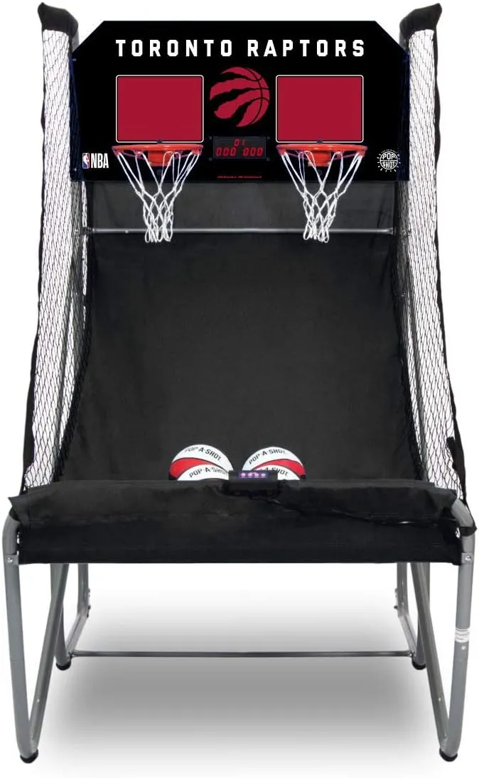 Pop-A-Shot - Home Dual Shot with Toronto Raptors NBA Graphics l Sensor Scoring l 16 Game Modes l 7 Balls l Foldable Storage l for All NBA Fans
