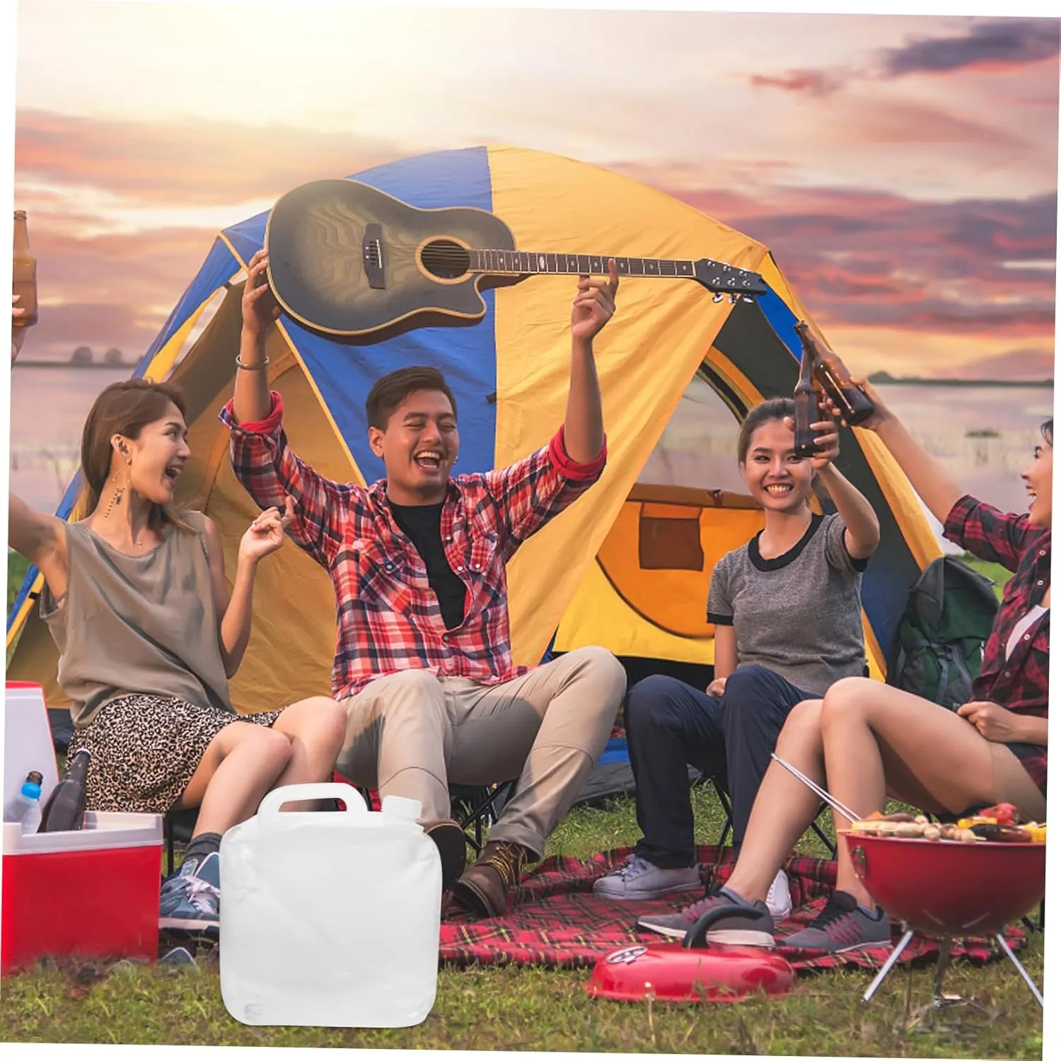 POPETPOP Folding Water Bag 10l Outdoor Water Storage Container Leak-proof Lid for Sports Car