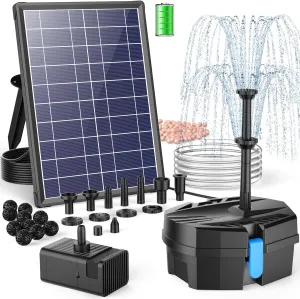 POPOSOAP Solar Pond Filter Built-in 3000mAh Battery Backup, 8W Solar Pond Filter with Water Pump, Pond Filter with Water Shortage Protection & Clear Tubing for Ponds Fish Tank Bird Bath Garden