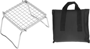 Portable Campfire Grill Silver Folding Stainless Steel Camping for Outdoor