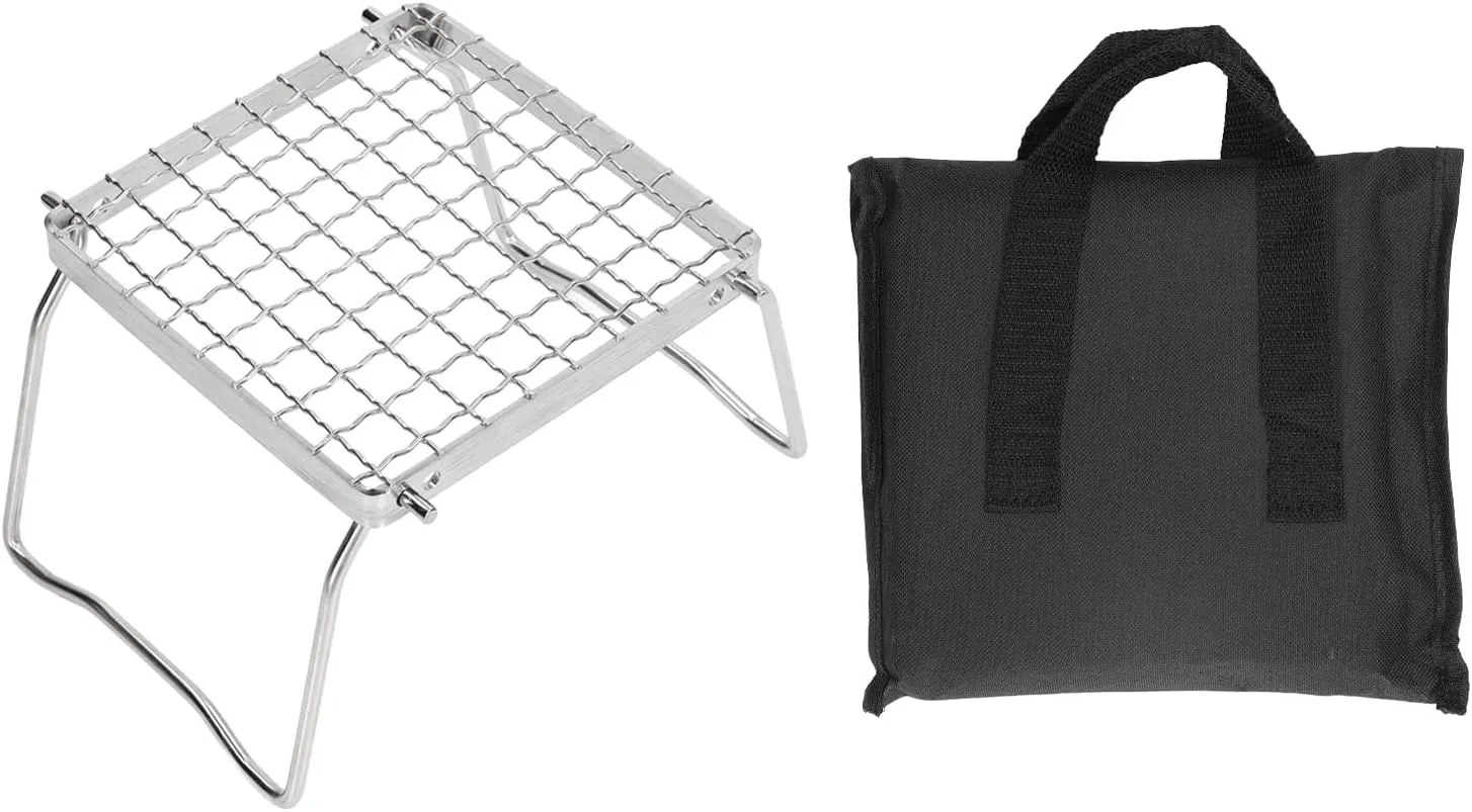 Portable Campfire Grill Silver Folding Stainless Steel Camping for Outdoor
