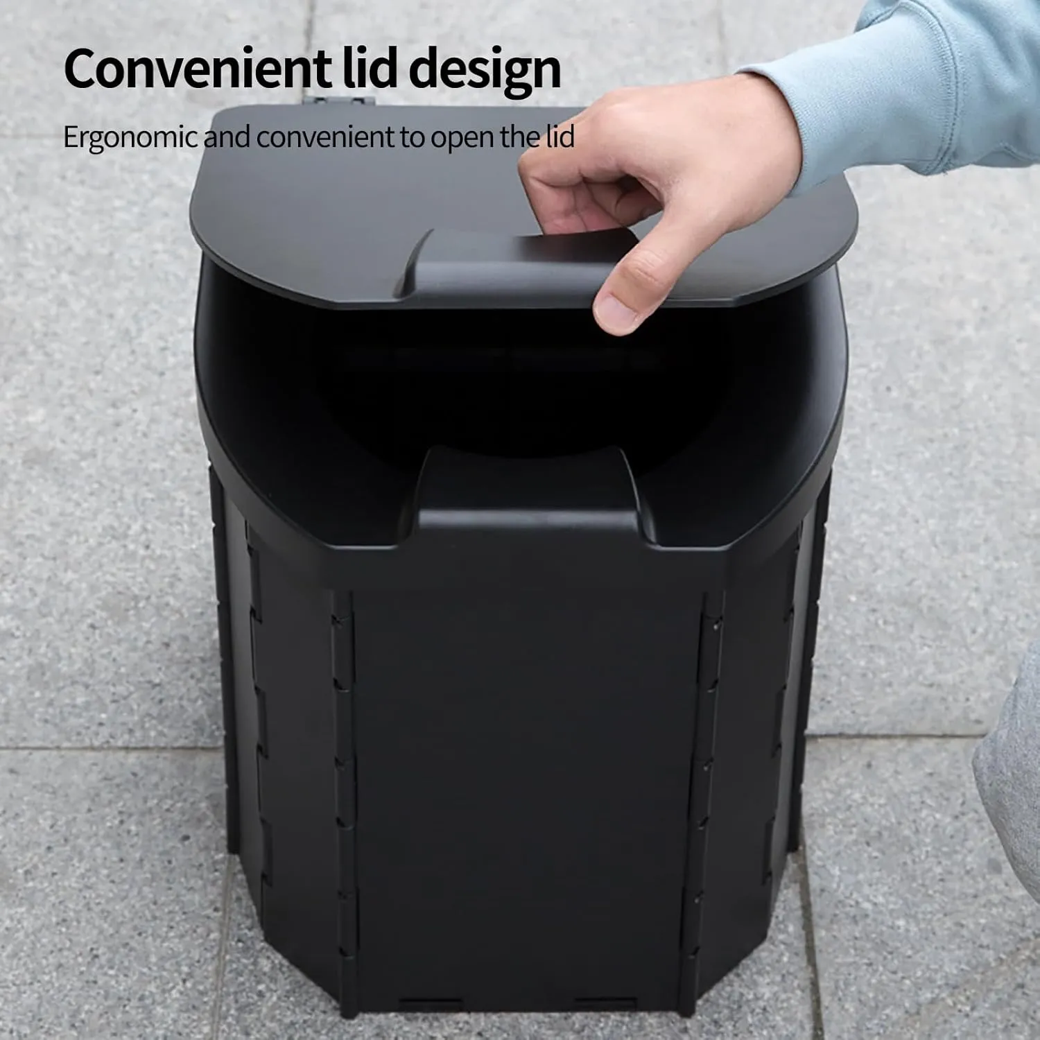 Portable Camping Toilet for Adults, Foldable Toilet with Lid, Travel Toilet for Cars, with Trash Bags and Storage Bag (Black)