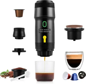 Portable Coffee Maker for Travel, 20 Bar Portable Espresso Machine with USB,3-In-1 Travel Coffee Maker Self-Heating, Compatible with Ground Coffee & Capsule for Hiking,Office,RV（Upgrade）