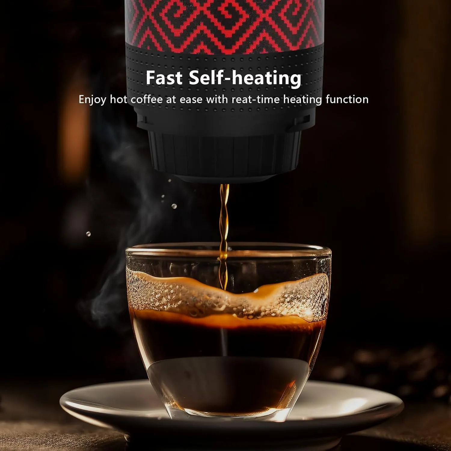Portable Coffee Maker for Travel, Battery Powered Portable Electric Espresso Machine for Camping, Rechargeable Coffee Maker Self Heating with Ground Coffee & Capsule for RV, Hiking (Red mix Black)