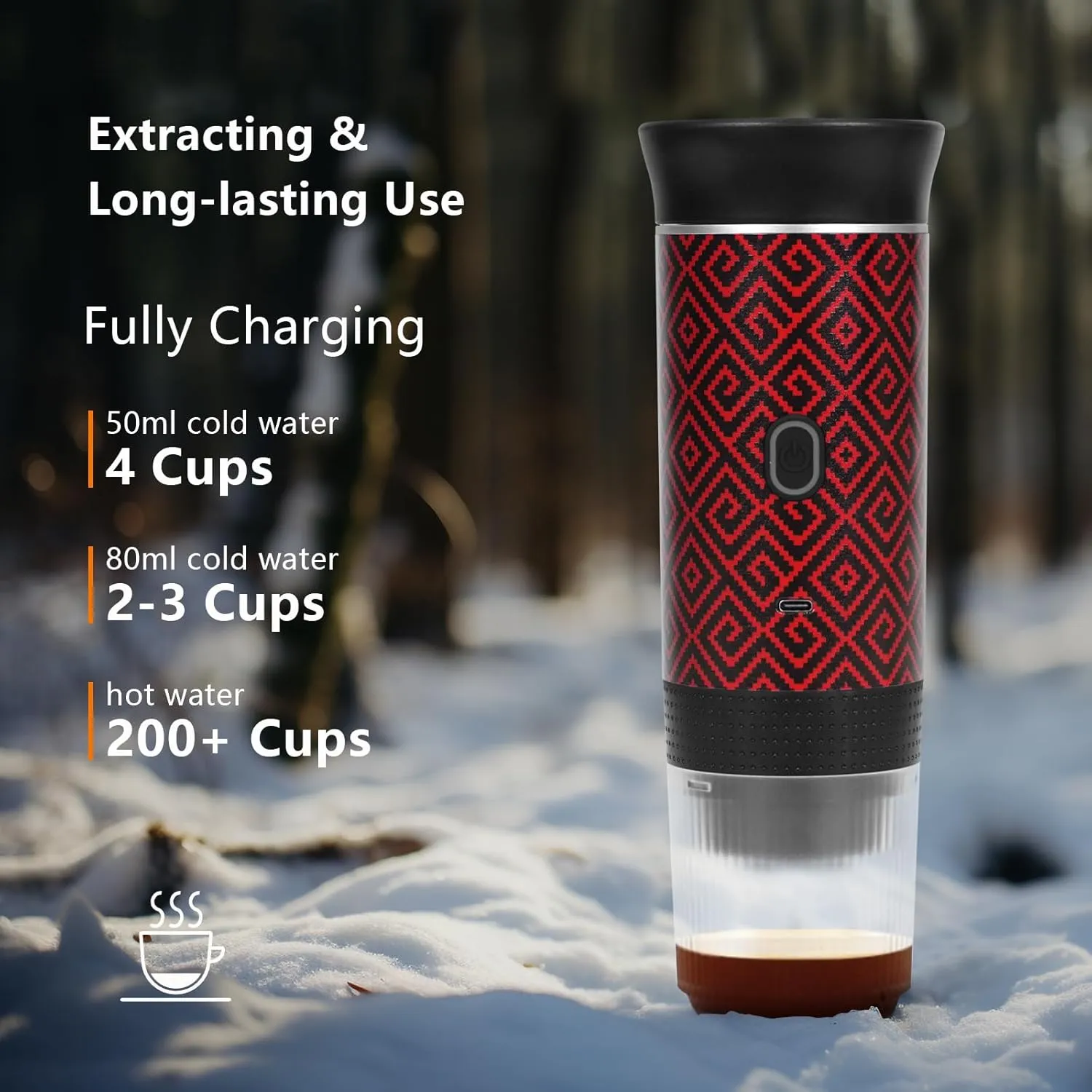 Portable Coffee Maker for Travel, Battery Powered Portable Electric Espresso Machine for Camping, Rechargeable Coffee Maker Self Heating with Ground Coffee & Capsule for RV, Hiking (Red mix Black)