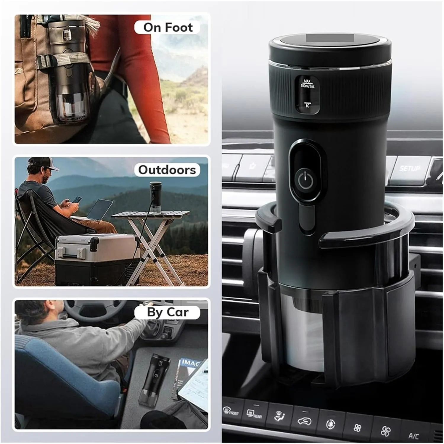 Portable Electric Coffee, Portable Coffee Maker Small Espresso Machine 12V Travel Coffee Maker For Car Outdoor Camping Backpacker Lightweight,for Camping, Travel, RV, Hiking, Office