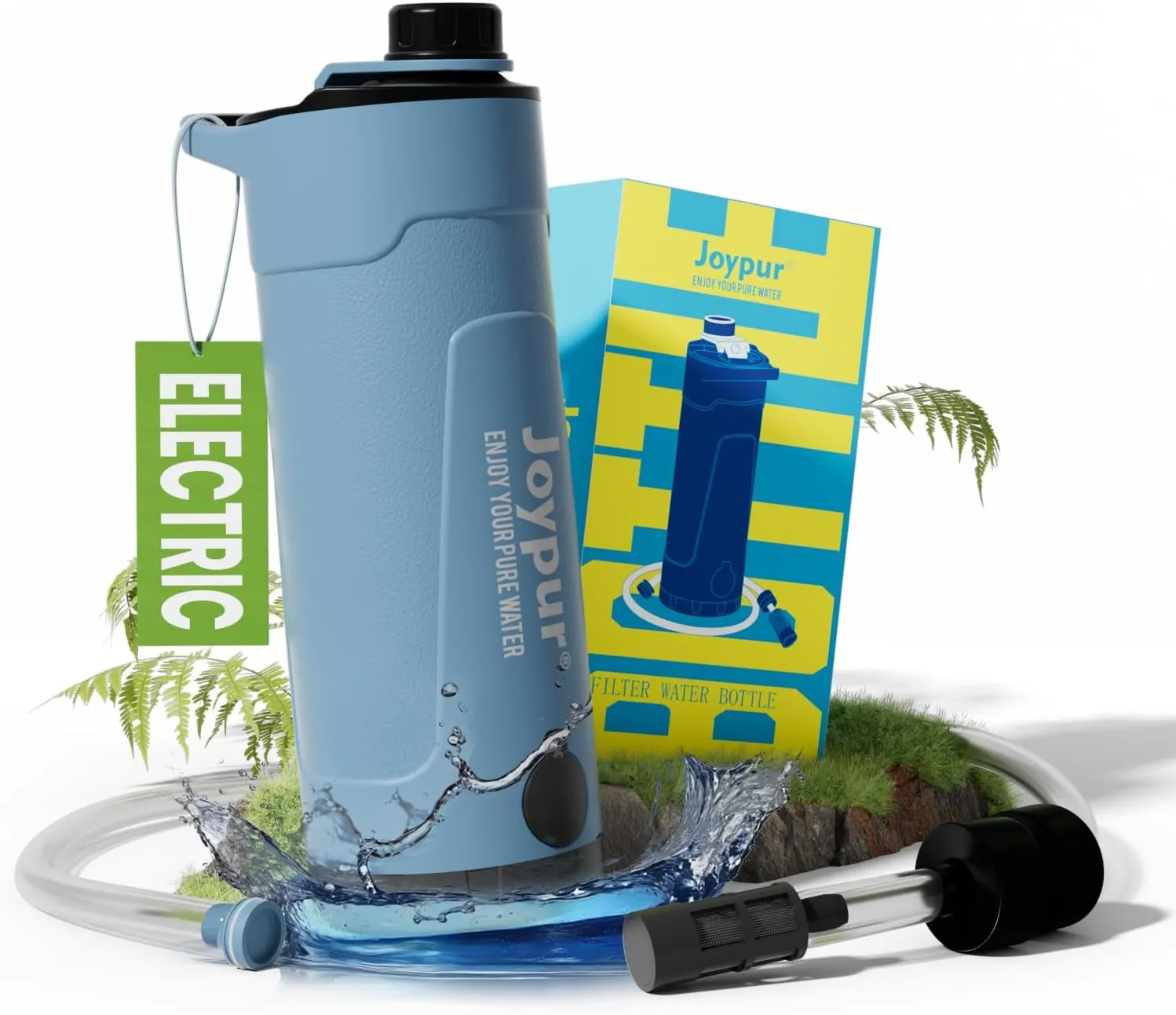 Portable Electric Water Filter Bottle 22 Ounces Water Purifier, Bottle with Filter for Hiking, Backpacking, Survival, Travel
