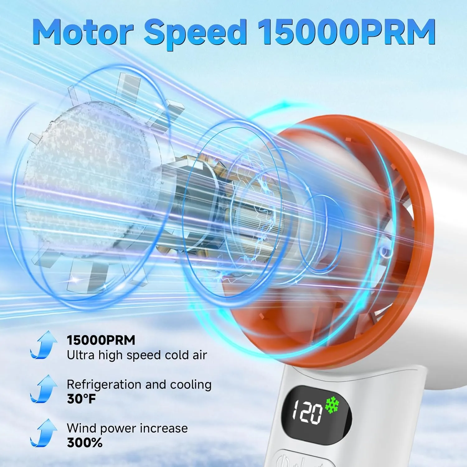 Portable Handheld Fan with Ice Cooling,120 Speed Fast Cool to 30°F for Travel, Sport, Outdoor