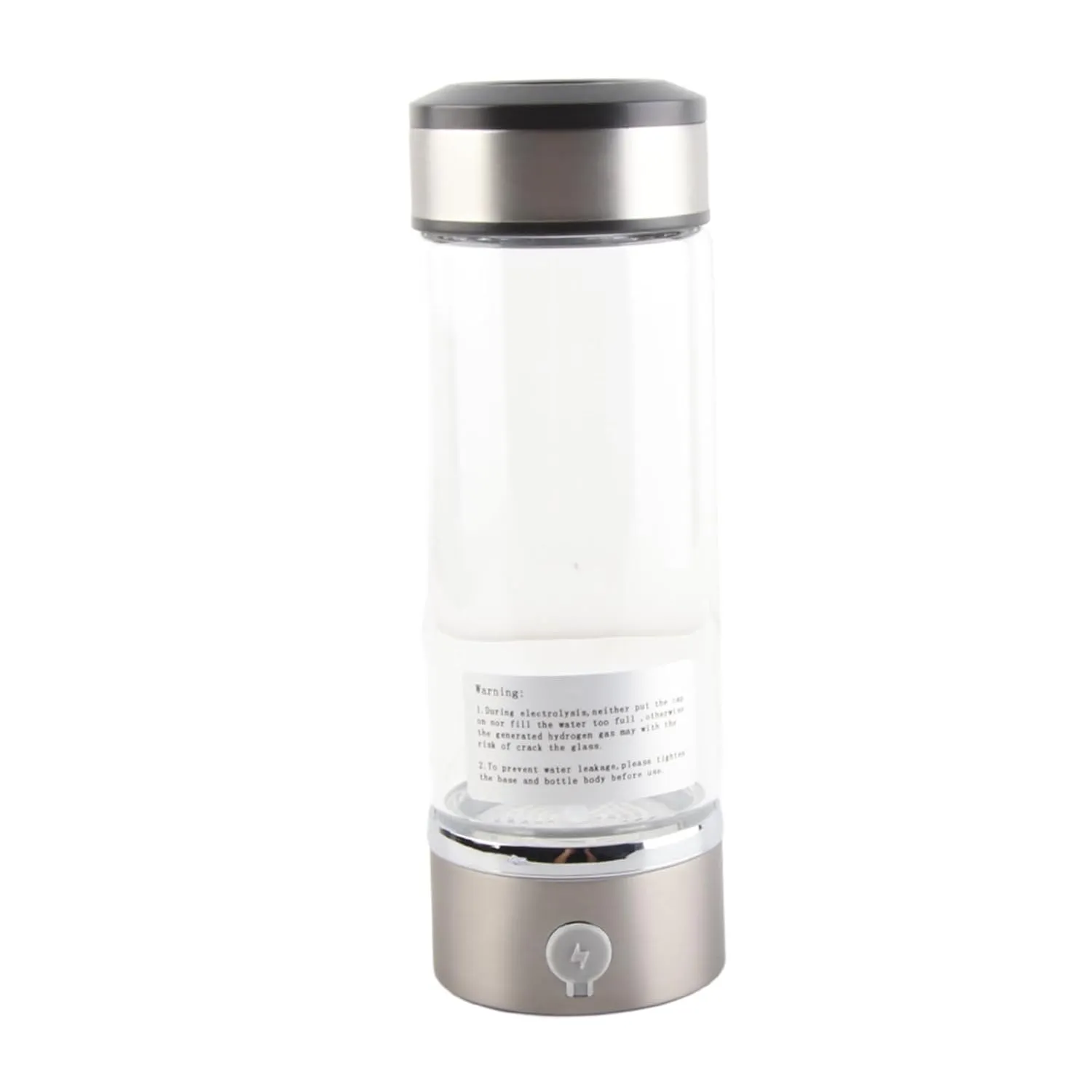 Portable Hydrogen Rich Water Cup, USB Rechargeable Ion Water Generator, 420 Ml Hydrogen Rich Water Glass, for 3 Minutes of Electrolysis Process (Silver)