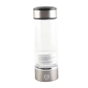 Portable Hydrogen Rich Water Cup, USB Rechargeable Ion Water Generator, 420 Ml Hydrogen Rich Water Glass, for 3 Minutes of Electrolysis Process (Silver)