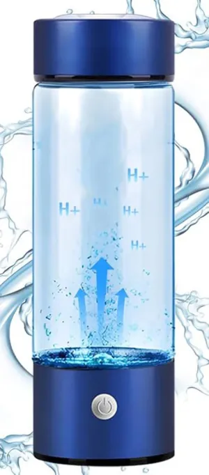 Portable Hydrogen Water Bottle, Rechargeable Hydrogen Water Machine Generator Hydrogenated Water Bottle 420ml for Home Office Travel(Blue)
