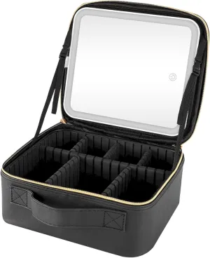 Portable LED Makeup Mirror with Three-Color Lighting | Touch Switch | Rechargeable, Compact, Travel-Friendly & Detachable | Waterproof & Sleek Design for Makeup, Grooming, & Skincare