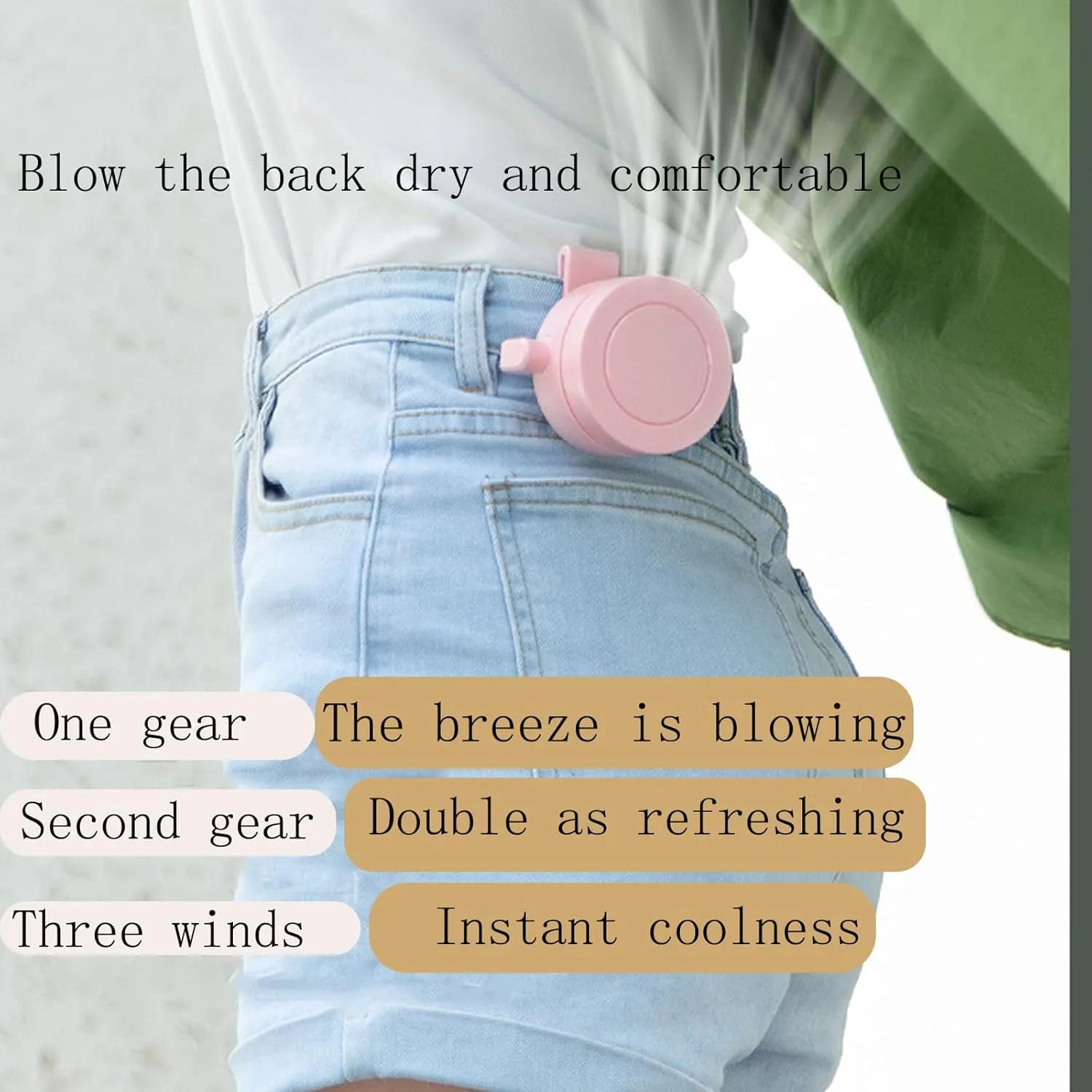 Portable Silent Mini Bladeless Fan Clip On, 2025 New small Portable Waist Fan Rechargeable Suitable for Sport, Three Wind Speeds Can Be Clipped on the Shirt, Suitable for Outdoor (Dark green)