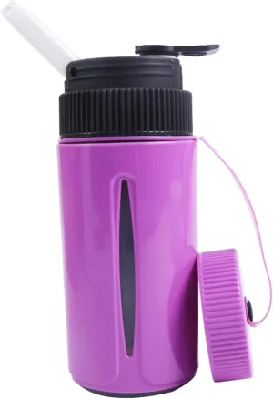 Portable Water Bottle with Ceramic Bowl and High-Temperature Resistance, Innovative Filter Design, Hidden Party Travel (Purple)