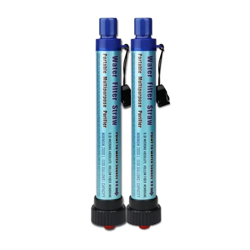 Portable Water Purifier - Personal Water Purifier for Hiking, Travel, Camping, Outdoor Adventures, 2pcs(Green Blue)