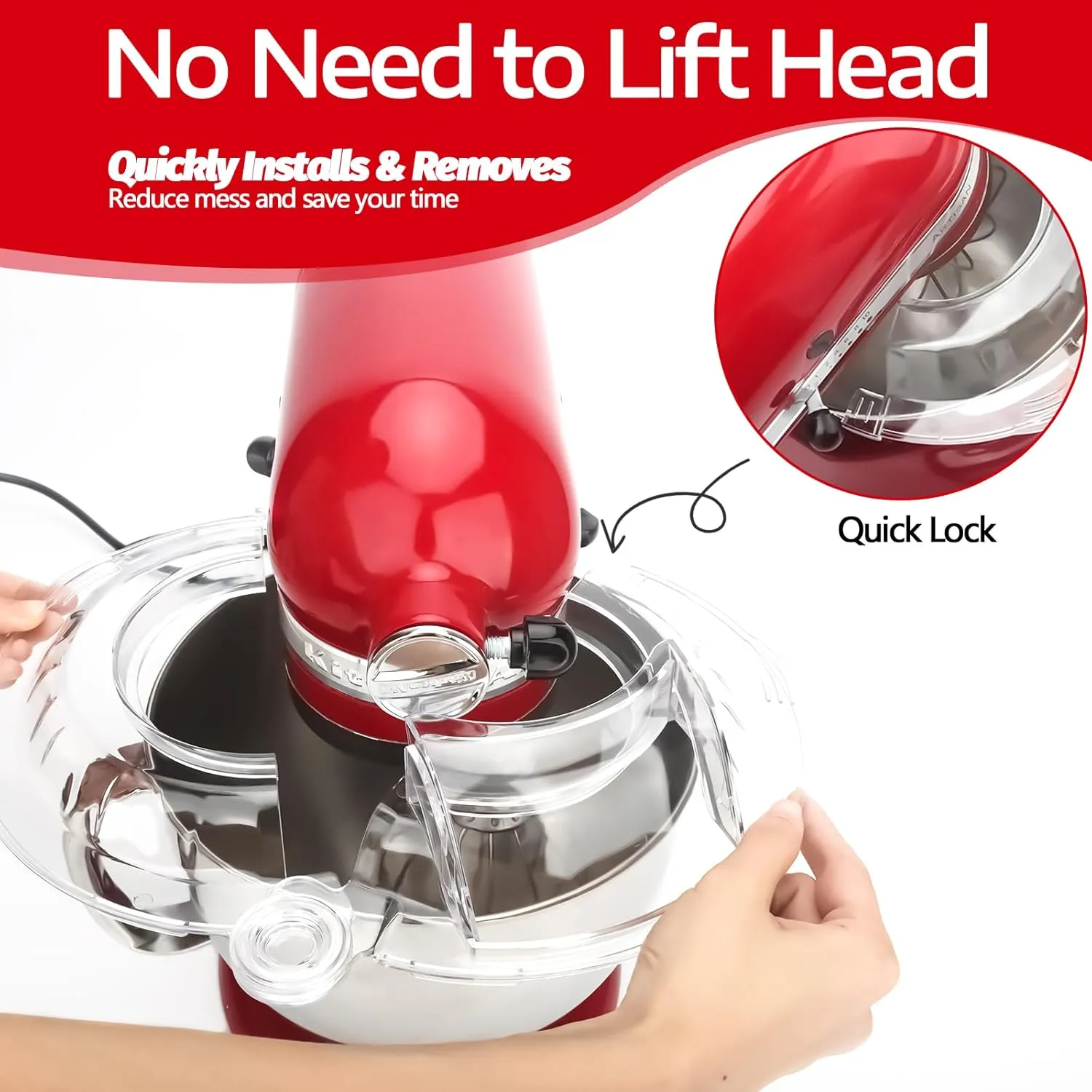 Pouring Shield for KitchenAid Tilt Head 4.5-5 QT (for Stainless Steel Bowls Only), for Kitchen aid Accessories and Attachments, Fully Enclosed Foldable Lid Mixer Bowl Cover, Not For Bowl Lift