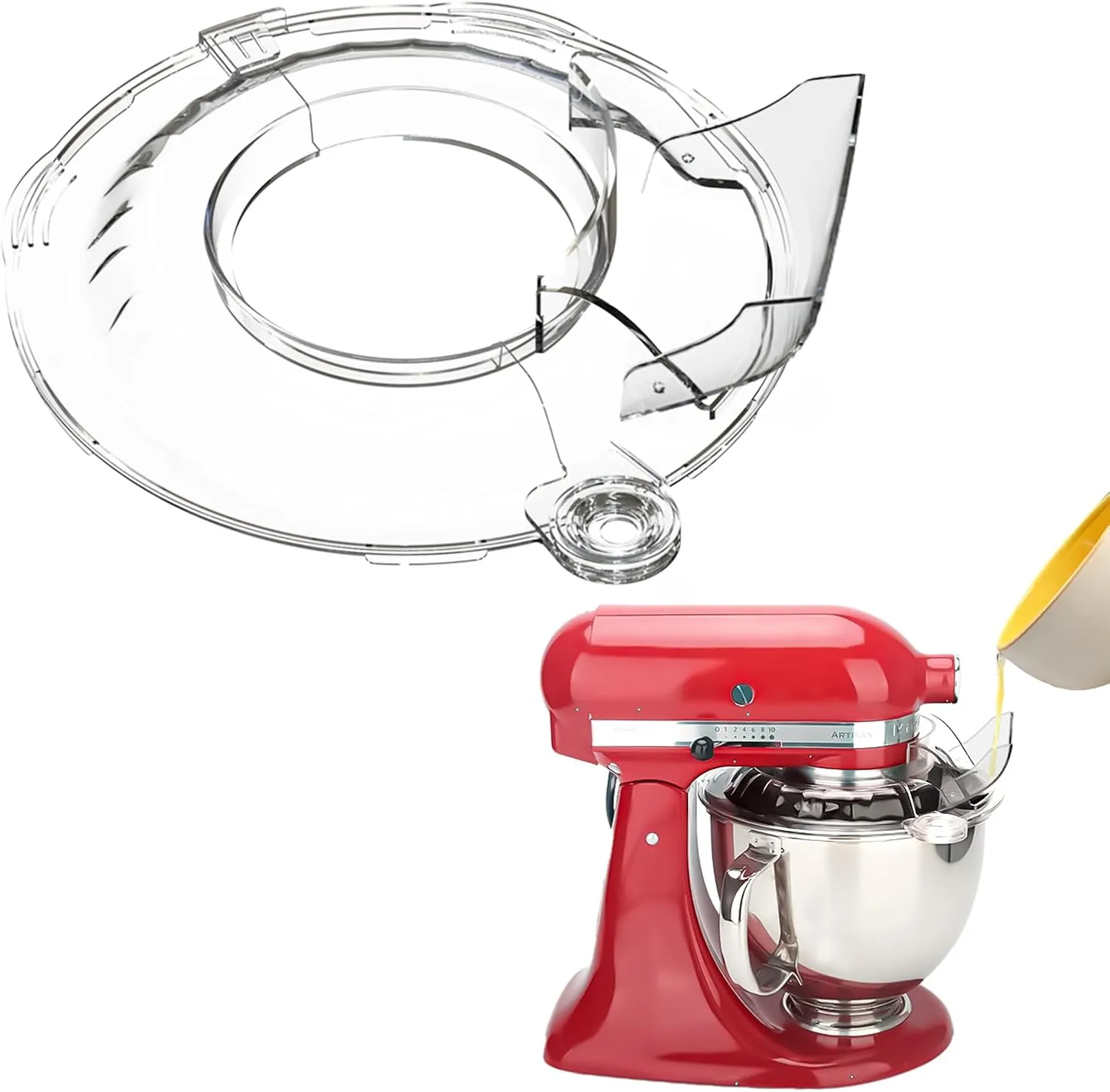Pouring Shield for KitchenAid Tilt Head 4.5-5 QT (for Stainless Steel Bowls Only), for Kitchen aid Accessories and Attachments, Fully Enclosed Foldable Lid Mixer Bowl Cover, Not For Bowl Lift