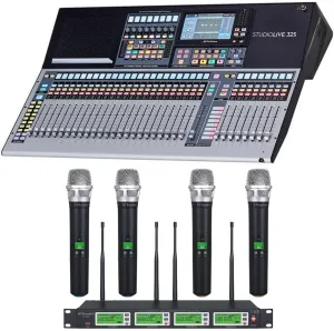 Pre-Sonus StudioLive 32S Series III S 40-Channel Digital Mixer/Recorder/Interface   (4 Pak) GTD Audio 4×800 Diversity Wireless Handheld Microphone Mic System