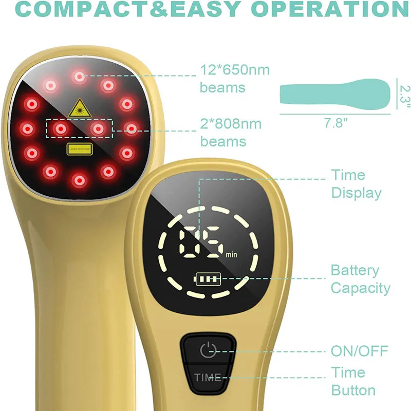 Premium Cold Laser Therapy Device for Pain Relief | 4x808nm & 16x650nm Infrared Light Therapy | Handheld Massager for Arthritis & Muscle Relaxation | Non-Invasive Pain Management