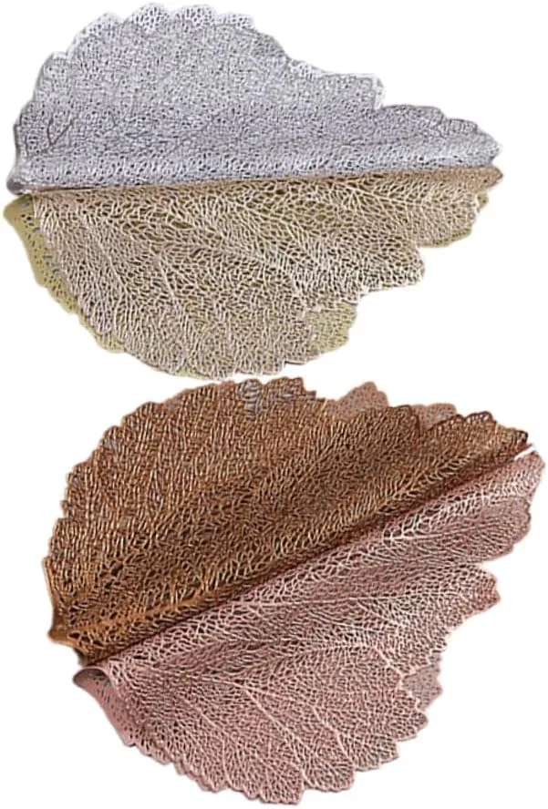 PRETYZOOM 4pcs Leaf Shape Cup Coasters Heat Insulated Table Mats for Home Kitchen Restaurant