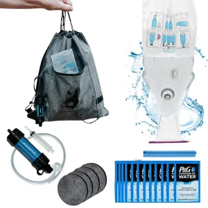 Pro Kit Gravity Water Filter - Portable 4-in-1 Backpacking, Camping & Emergency Water Filtration System - Hangs Anywhere