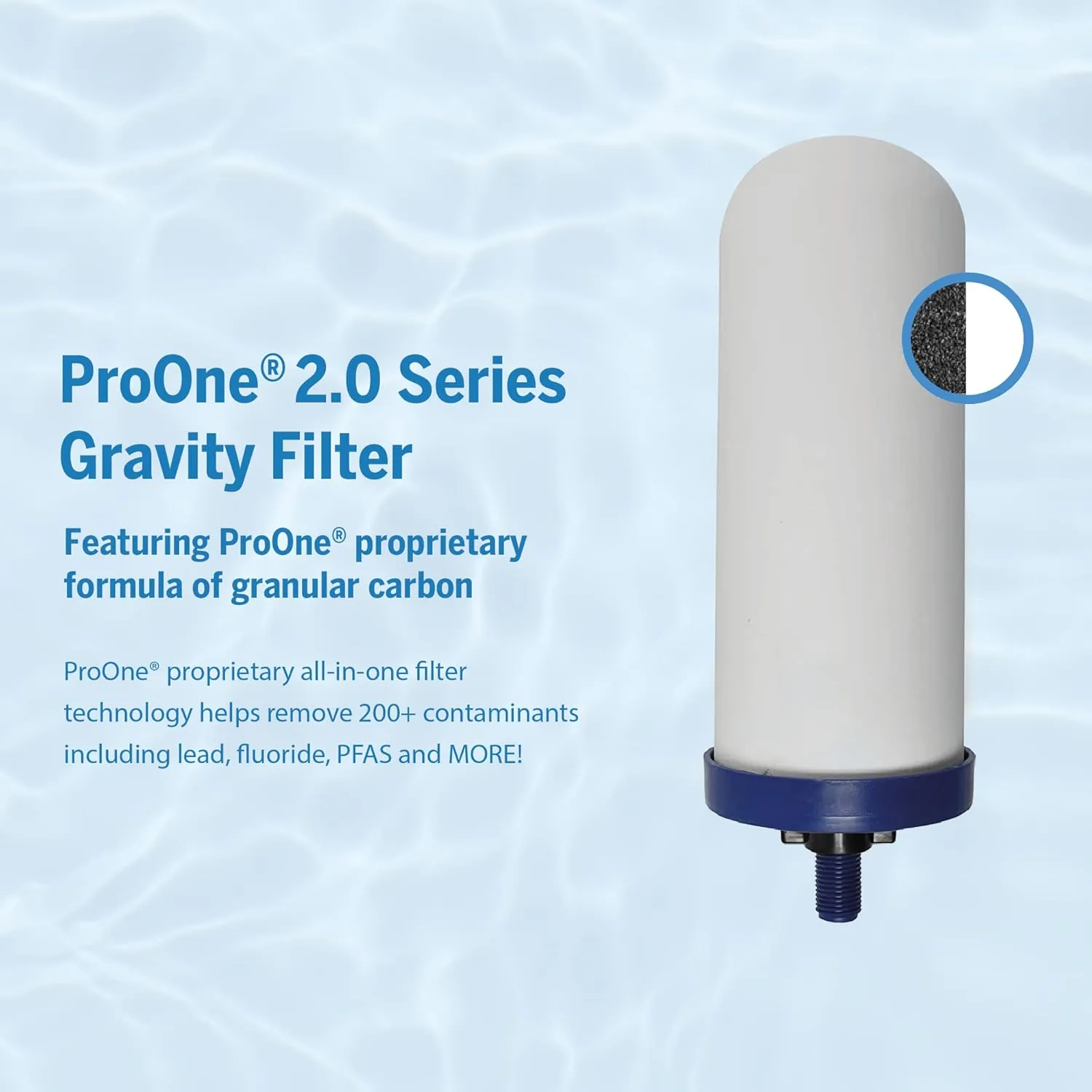 ProOne Big  Gravity Water Filter System - High Capacity 3-Gallon Polished Stainless Steel NSF Certified Water Filter Dispenser & 2 Filters