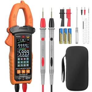 Proster Digital Clamp Meter - 600A DC AC Current 600V AC DC Voltage NCV Continuity Capacitance Resistance Frequency Diode Hz Test