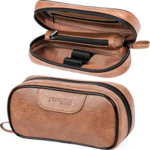 PU Leather Storage Bag with Seal Zipper, Water Resistant Organizer Bag Enduring Storage Bag Include Small Pocket Great Gifts for Men Women (Brown)