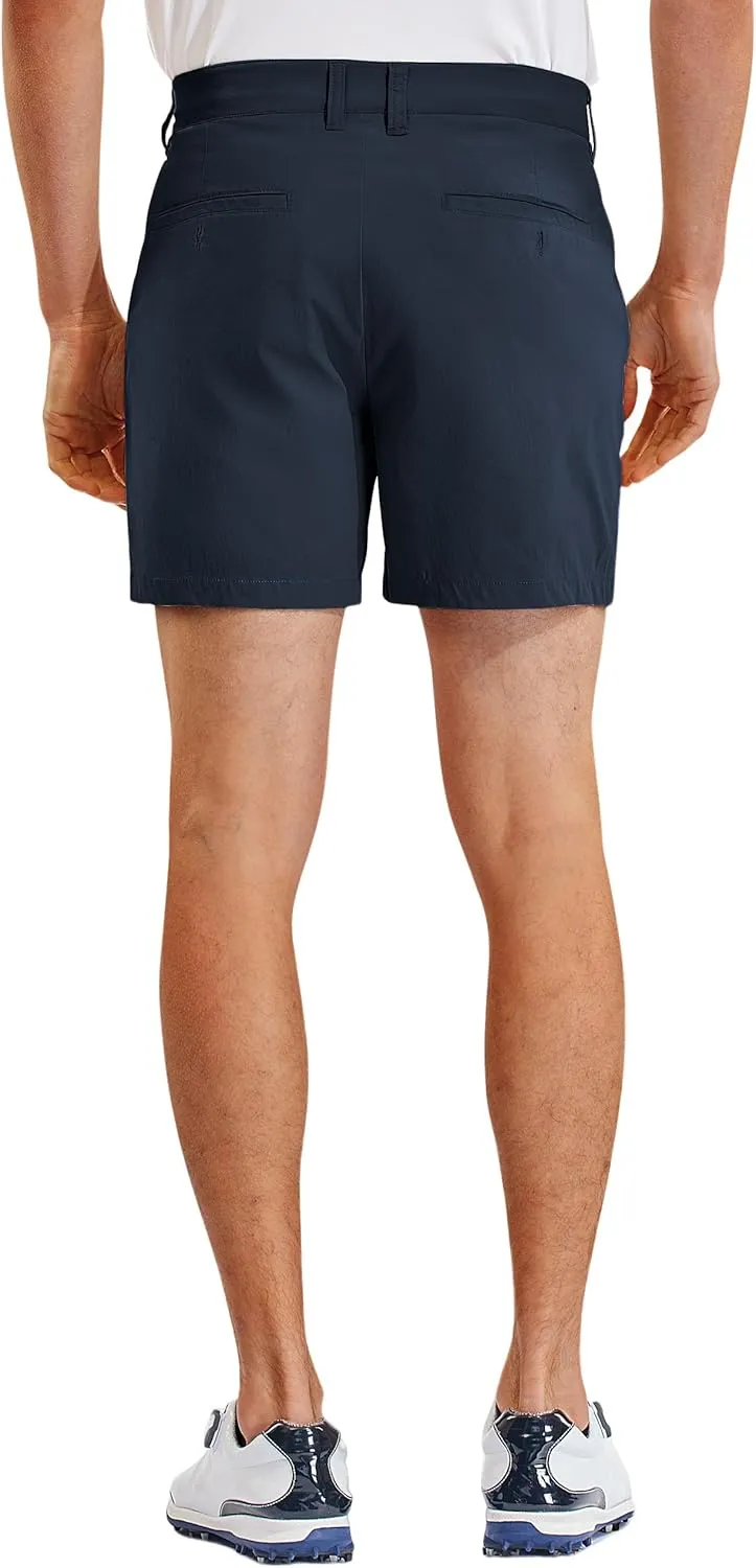 PULI Golf Shorts Men Relaxed Fit Stretch Dress Lightweight Casual Waterproof Travel Quick Dry Summer Shorts 5 Inch Inseam