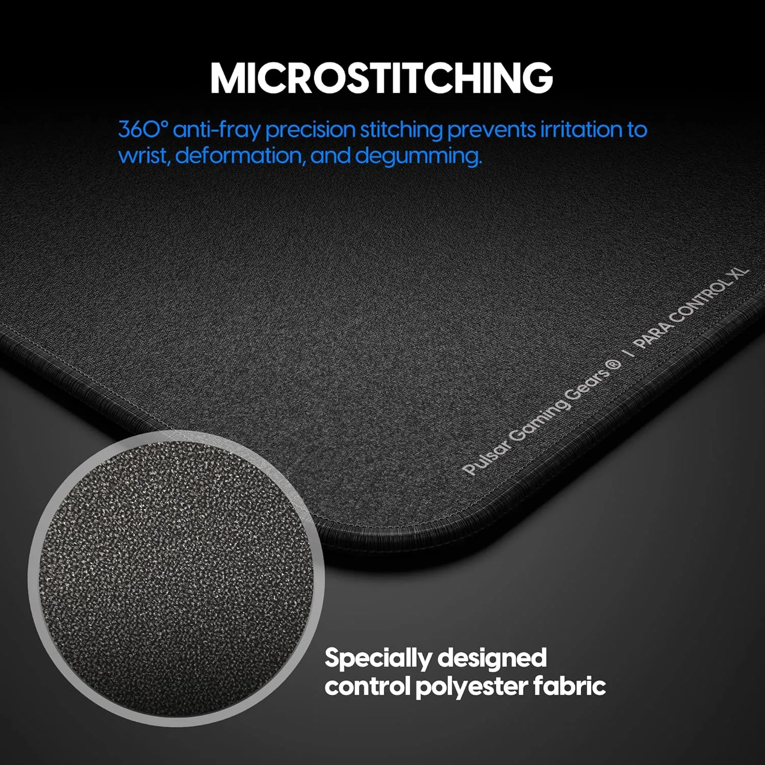 Pulsar - Paracontrol XL Esports Level Premium Gaming Mouse Pad V2 - Medium to High Speed Pad Stitched Edge Durable Hybrid Top Surface 16 x 18 (XL, Black)