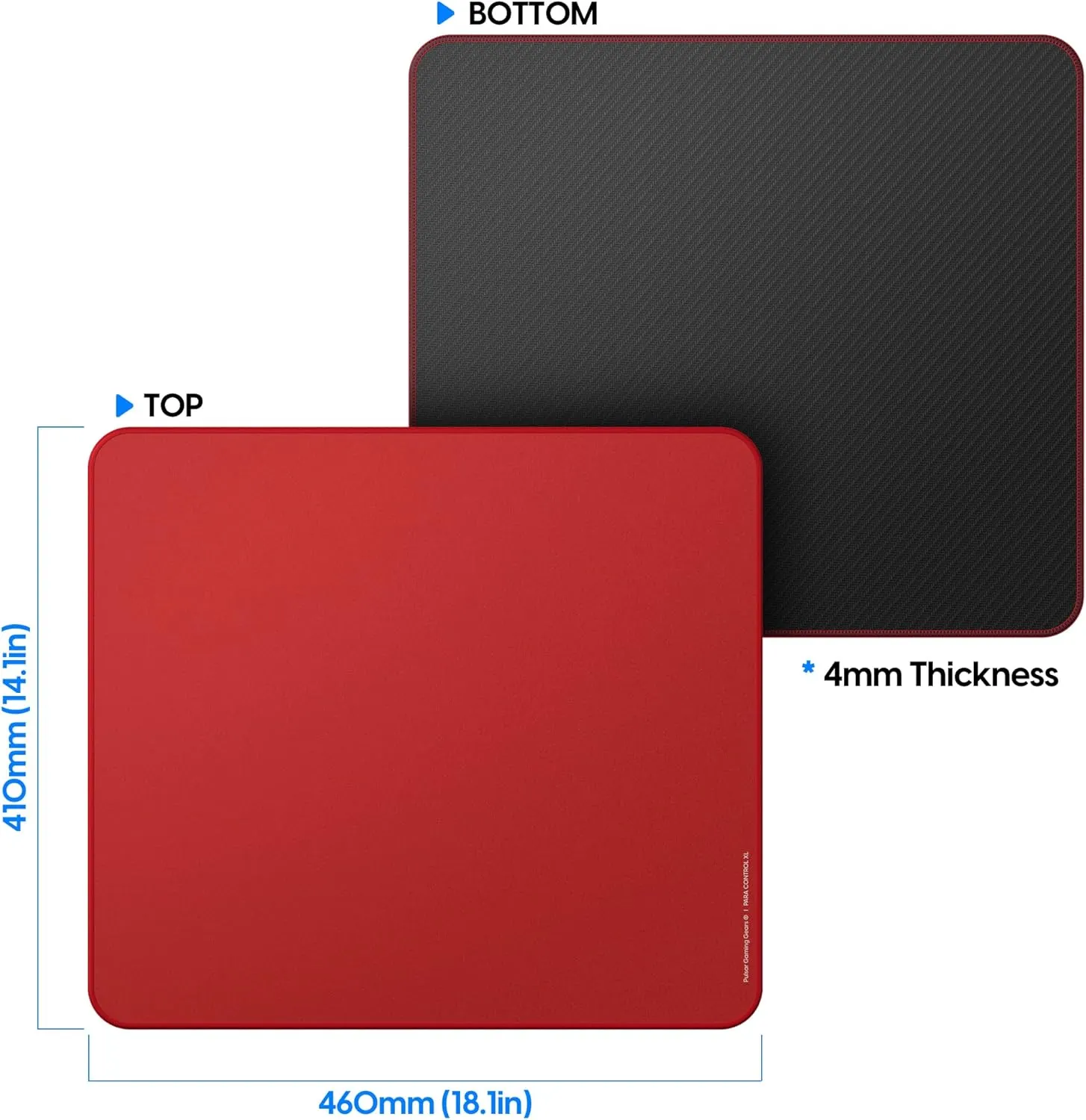 Pulsar - Paracontrol XL Esports Level Premium Gaming Mouse Pad V2 - Medium to High Speed Pad Stitched Edge Durable Hybrid Top Surface 16 x 18 (XL, Red)