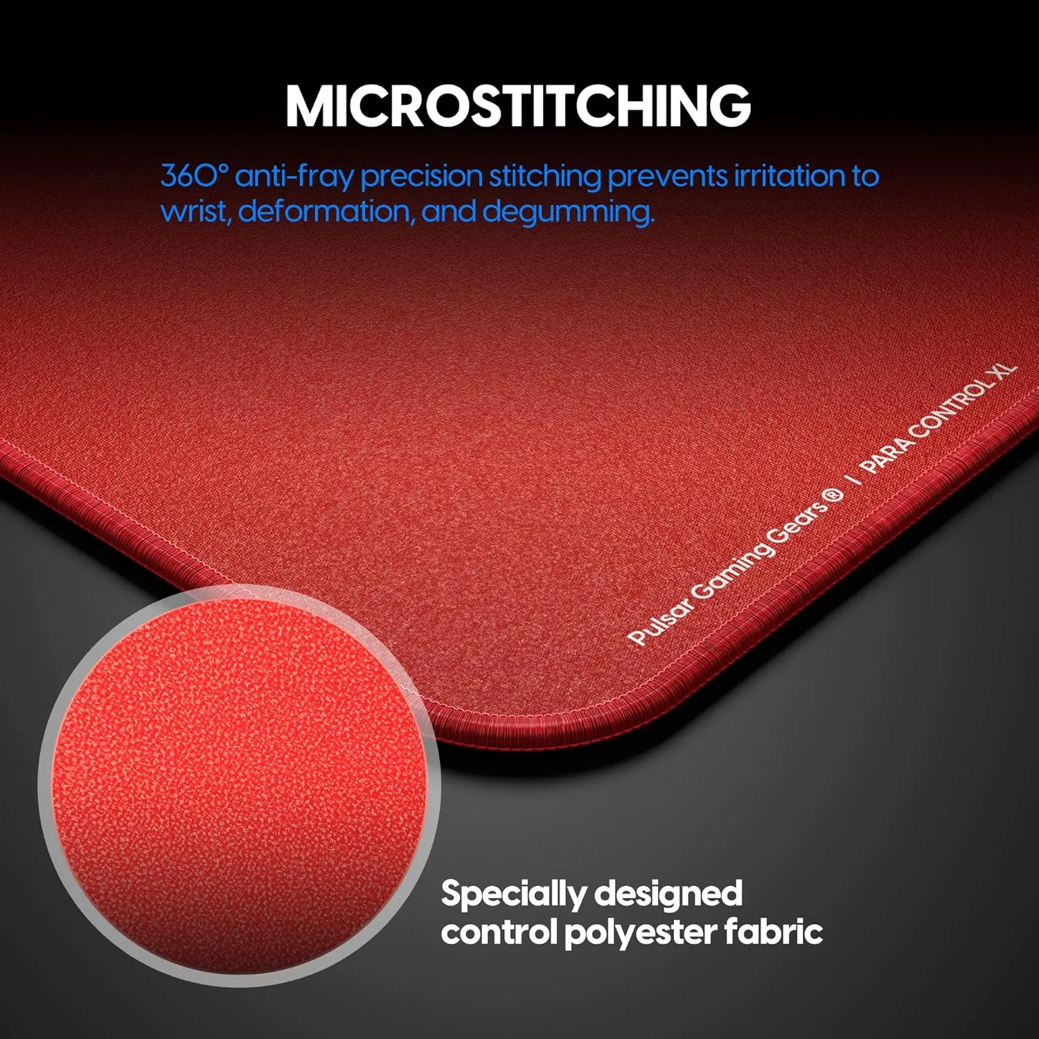 Pulsar - Paracontrol XL Esports Level Premium Gaming Mouse Pad V2 - Medium to High Speed Pad Stitched Edge Durable Hybrid Top Surface 16 x 18 (XL, Red)