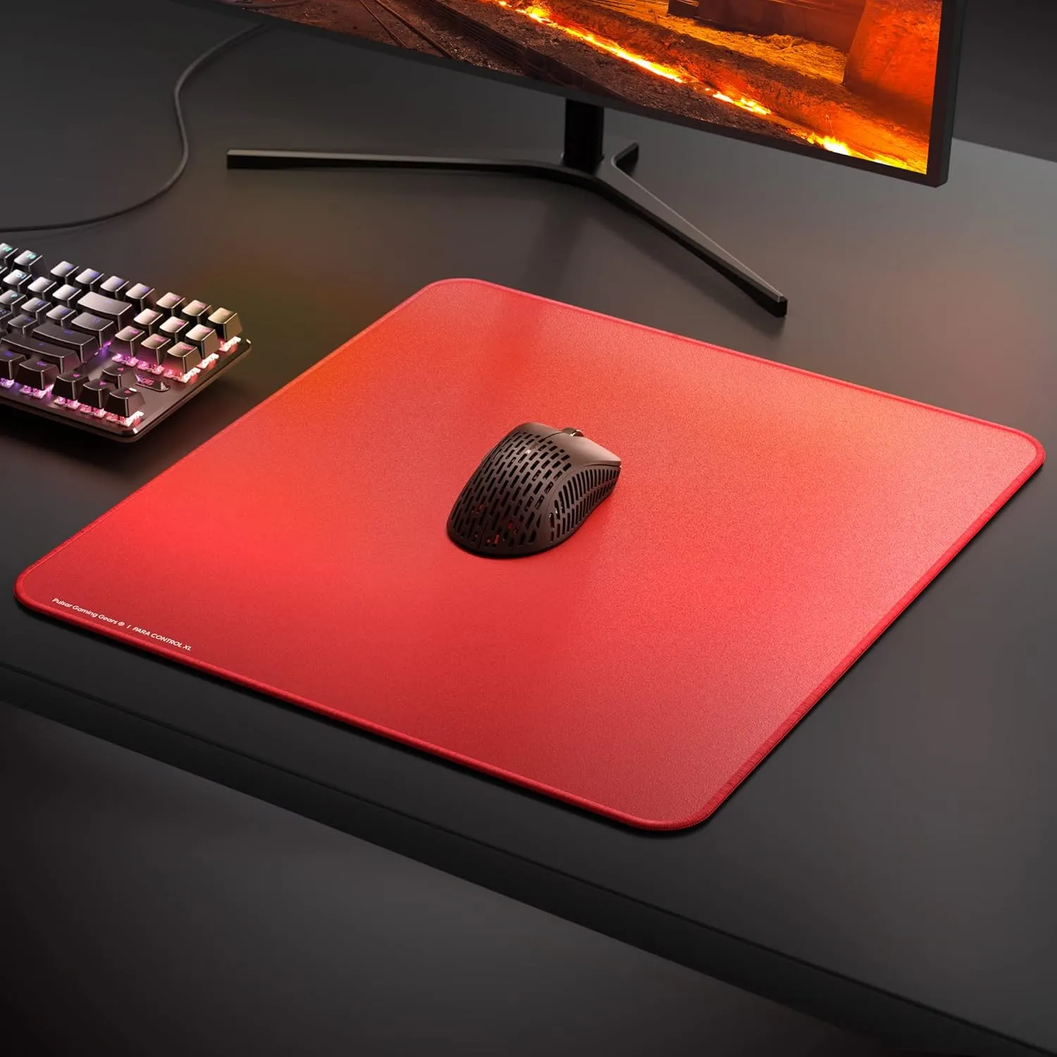 Pulsar - Paracontrol XL Esports Level Premium Gaming Mouse Pad V2 - Medium to High Speed Pad Stitched Edge Durable Hybrid Top Surface 16 x 18 (XL, Red)