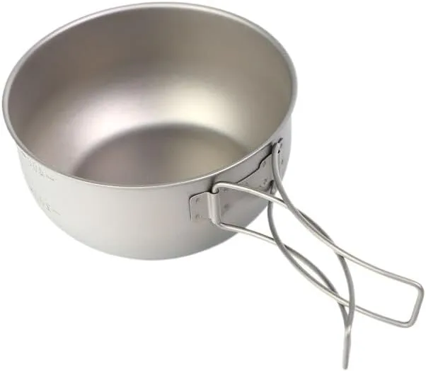 Pure Titanium Frying Pan 600ML, Foldable Portable Titanium Bowl Suitable For Outdoor Camping Barbecue