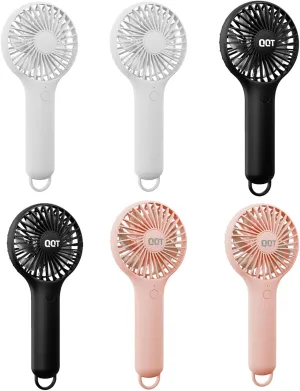 QQT Mini Handheld Fan, Small Personal Cooler with 3 Speeds, Portable Battery Operated, USB Rechargeable Makeup Eyelash Dryer, Strong Airflow for Travel, Office, Outdoor, Women, Men, and Kids(6 pack)