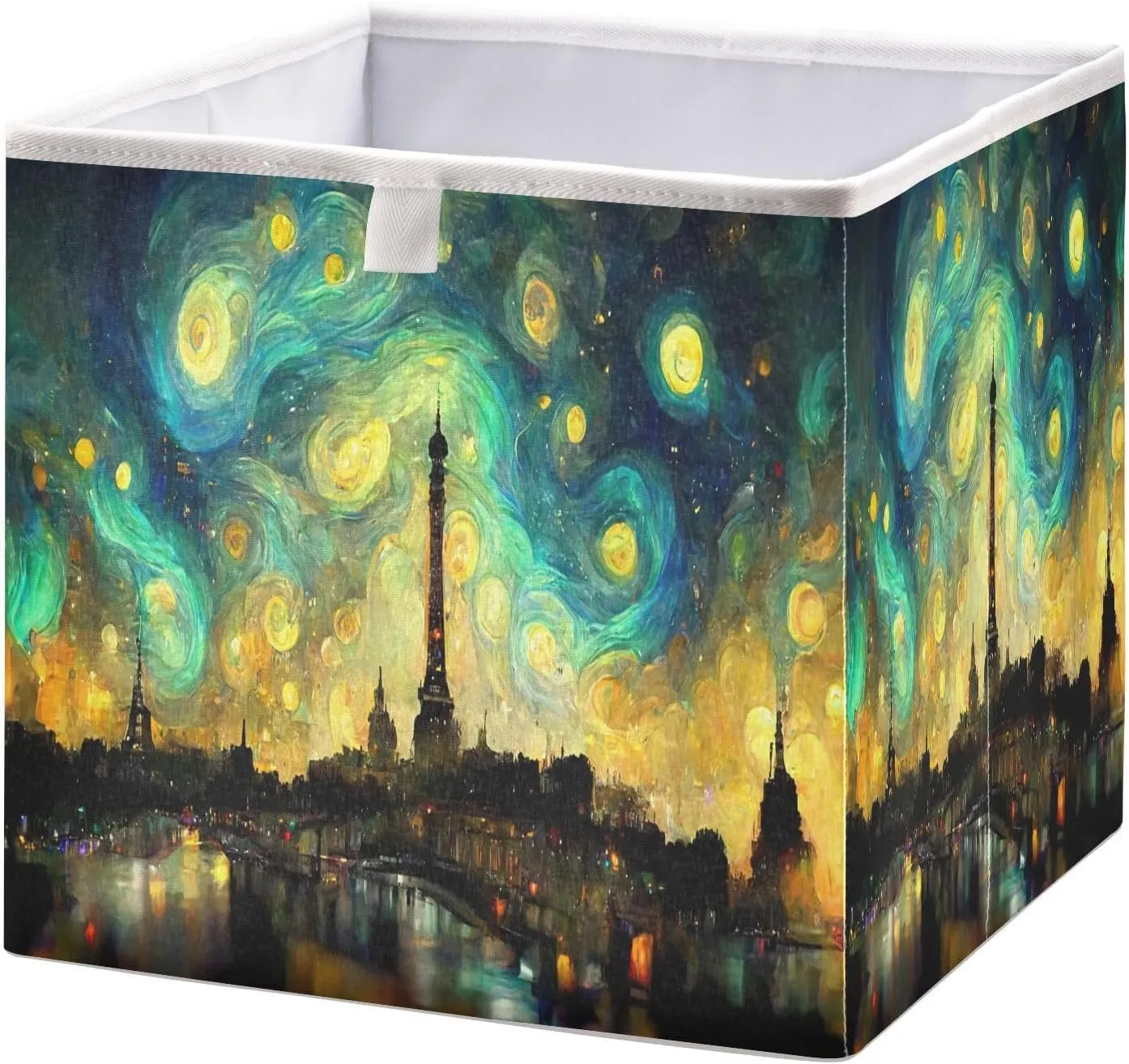 QUGRL Art Magic Starry Sky Storage Bins Cube Fantasy Tower Clothes Storage Basket Foldable Storage Box Organizer for Shelves Closet Cabinet Office Dorm Bedroom 11x11 in