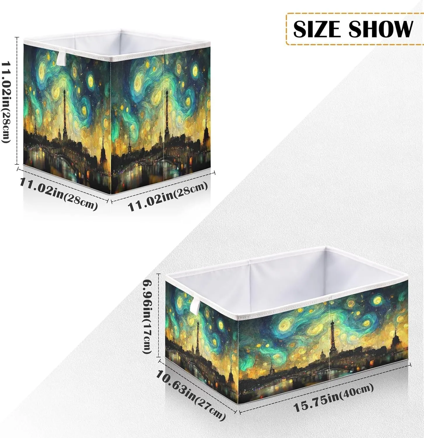 QUGRL Art Magic Starry Sky Storage Bins Cube Fantasy Tower Clothes Storage Basket Foldable Storage Box Organizer for Shelves Closet Cabinet Office Dorm Bedroom 11x11 in