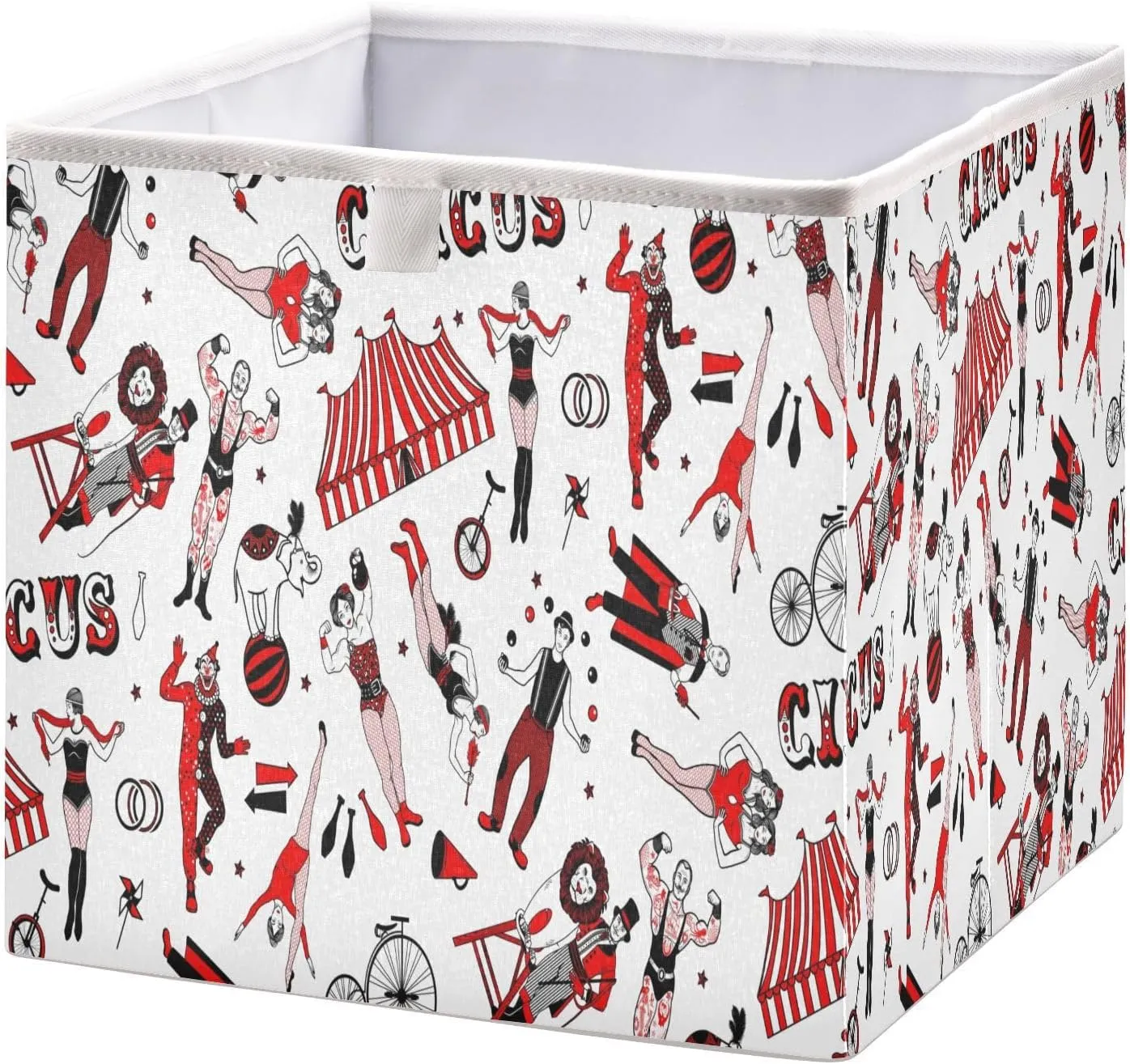 QUGRL Circus Stars Storage Bins Cube Magical Performance Clothes Storage Basket Foldable Storage Box Organizer for Shelves Closet Cabinet Office Dorm Bedroom 11x11 in