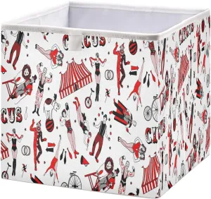 QUGRL Circus Stars Storage Bins Cube Magical Performance Clothes Storage Basket Foldable Storage Box Organizer for Shelves Closet Cabinet Office Dorm Bedroom 11x11 in