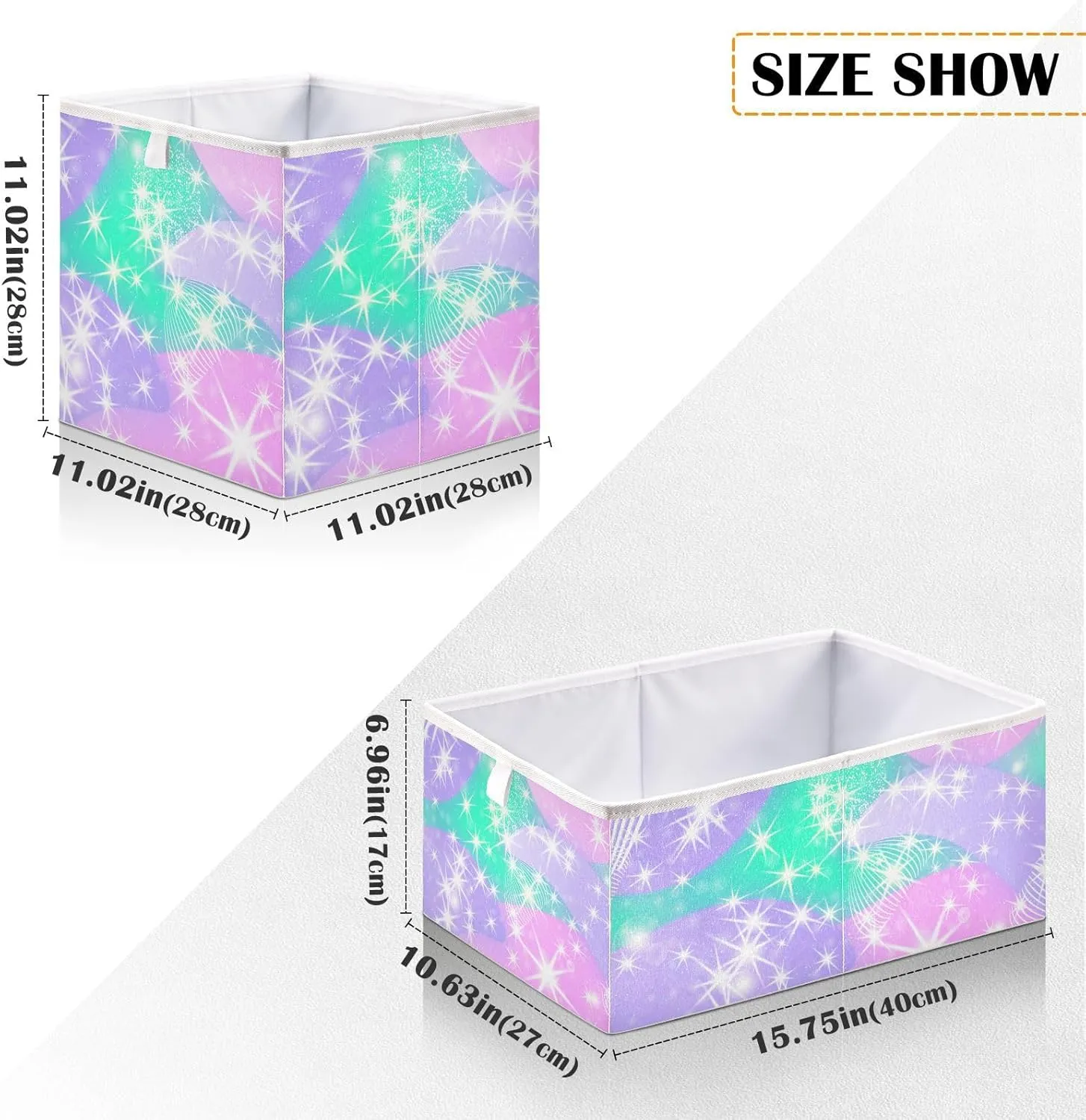 QUGRL Fantasy Starry Star Cube Storage Bins Organizer Magic Galaxy Trendy Clothes Storage Basket Box for Shelves Closet Cabinet Office Dorm Bedroom 11x11 in