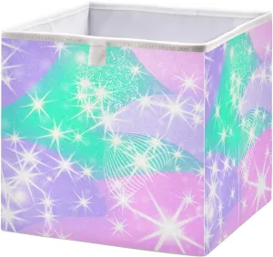 QUGRL Fantasy Starry Star Cube Storage Bins Organizer Magic Galaxy Trendy Clothes Storage Basket Box for Shelves Closet Cabinet Office Dorm Bedroom 11x11 in