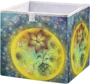 QUGRL Flower Magical Space Cube Storage Bins Organizer Clothes Toy Storage Basket Box for Shelves Closet Cabinet Office Dorm Bedroom 11x11 in
