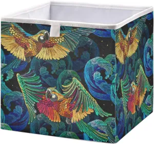 QUGRL Magic Colorful Embroidery Cube Storage Bins Organizer Clothes Toy Storage Basket Box for Shelves Closet Cabinet Office Dorm Bedroom 11x11 in